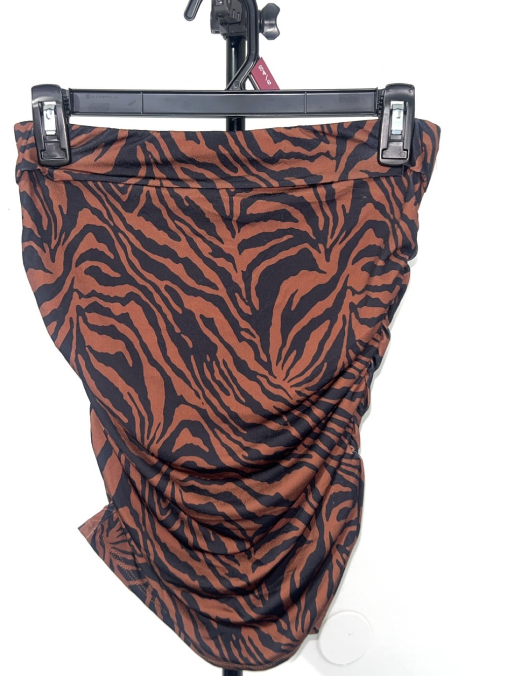 Ruched Zebra-Print Crop Top in Black and Brown